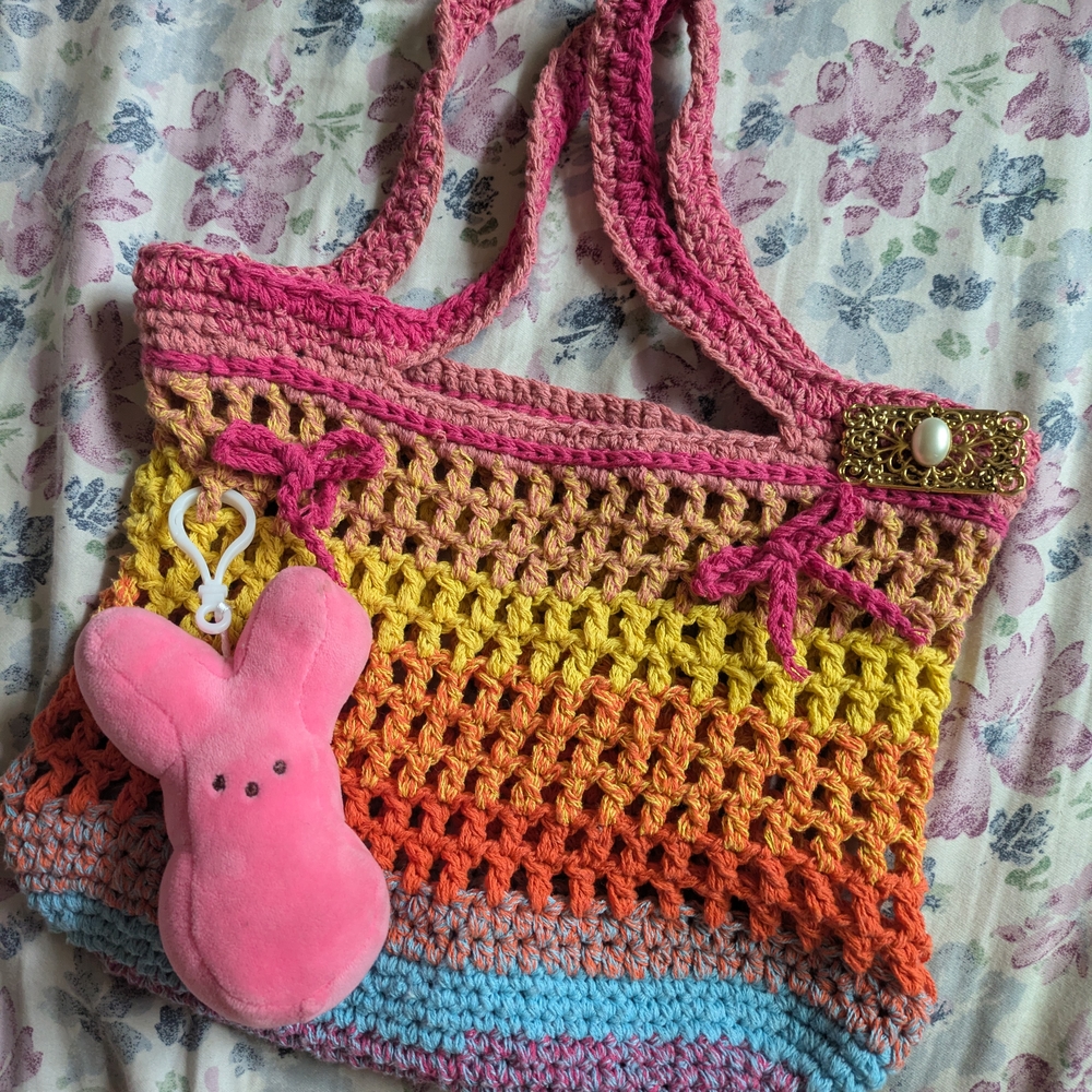 Colorful Crochet Tote Bag